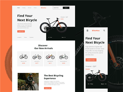 Bicycle Website Design bicycle website ecommerce app landing page landing page design ui web design website website design