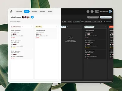 Sample Dark Mode in Saas Management task (Kanban View) app design landing ui ux