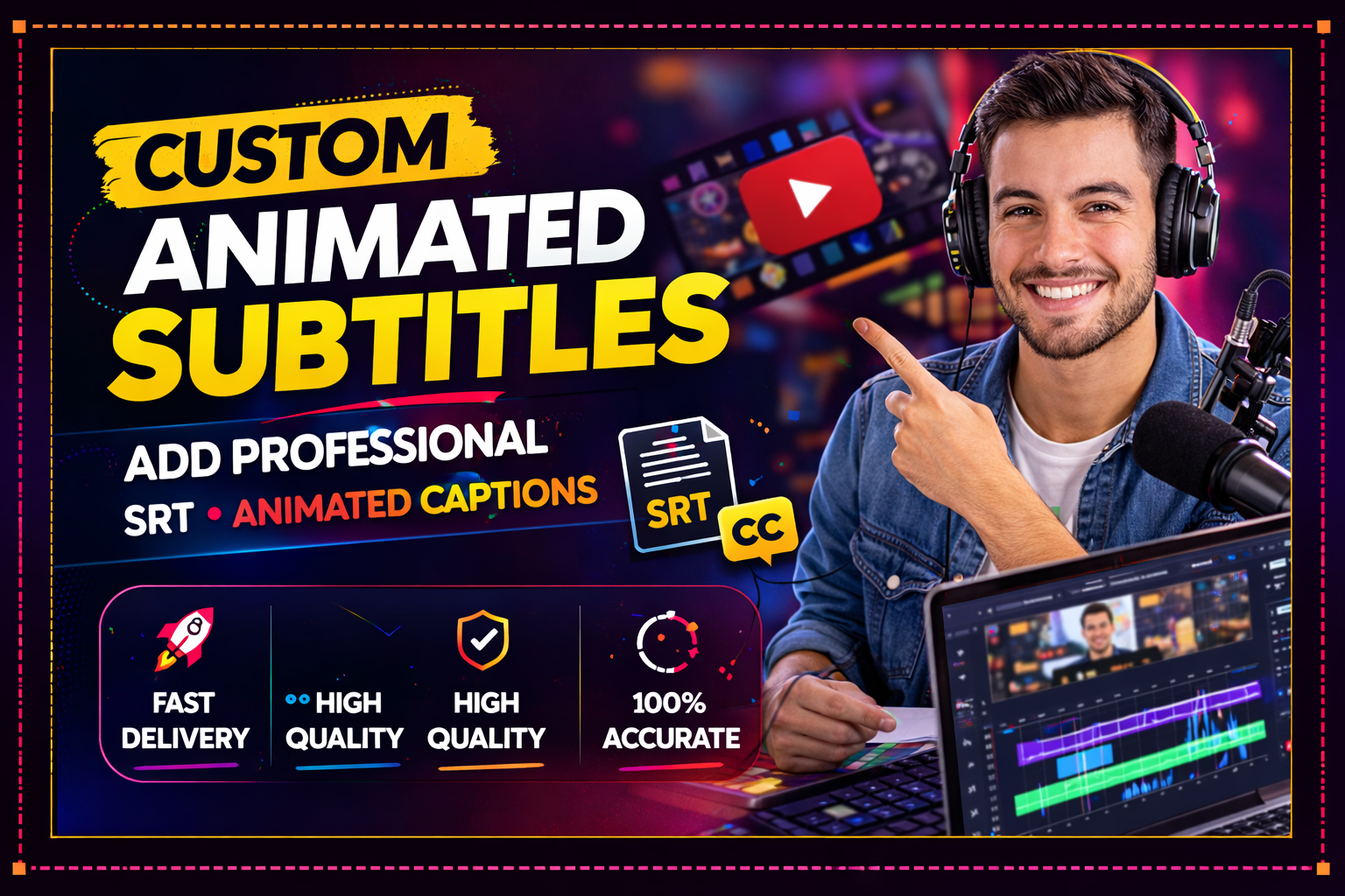 Custom Animated Video Subtitles (Adobe Premiere Pro) adobe premier pro generate srt subtitle srt video captions video editing video editor video subtitle