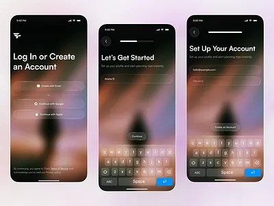 Login & Signup UI Design — Modern Onboarding Flow | Travel App app auth flow authentication ui design form design glassmorphism login login page login screen login ui onboarding registration saas signup signup page signup screen signup ui travel app ui web