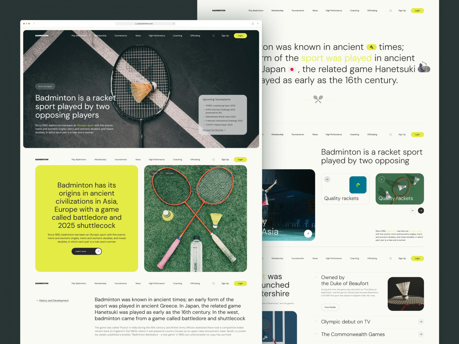 Badminton Website Design