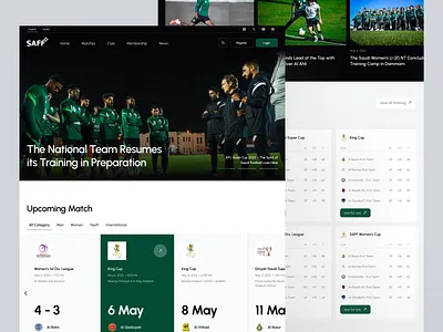 SAFF — National Football Team Website UI clean design design desktop football football match landing page match minimal modern design soccer website sport website sports sports ui design typography ui uidesign uiux ux uxdesign website