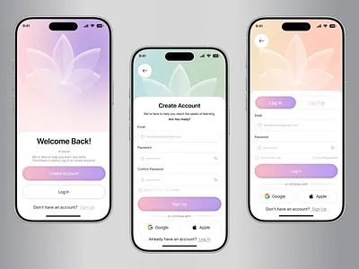 Clean & Simple Login/Register Mobile UI app design app ui authentication figmadesign iosui login login page loginpage mobile app mobile ui modern ui signup simple design ui design ui ux