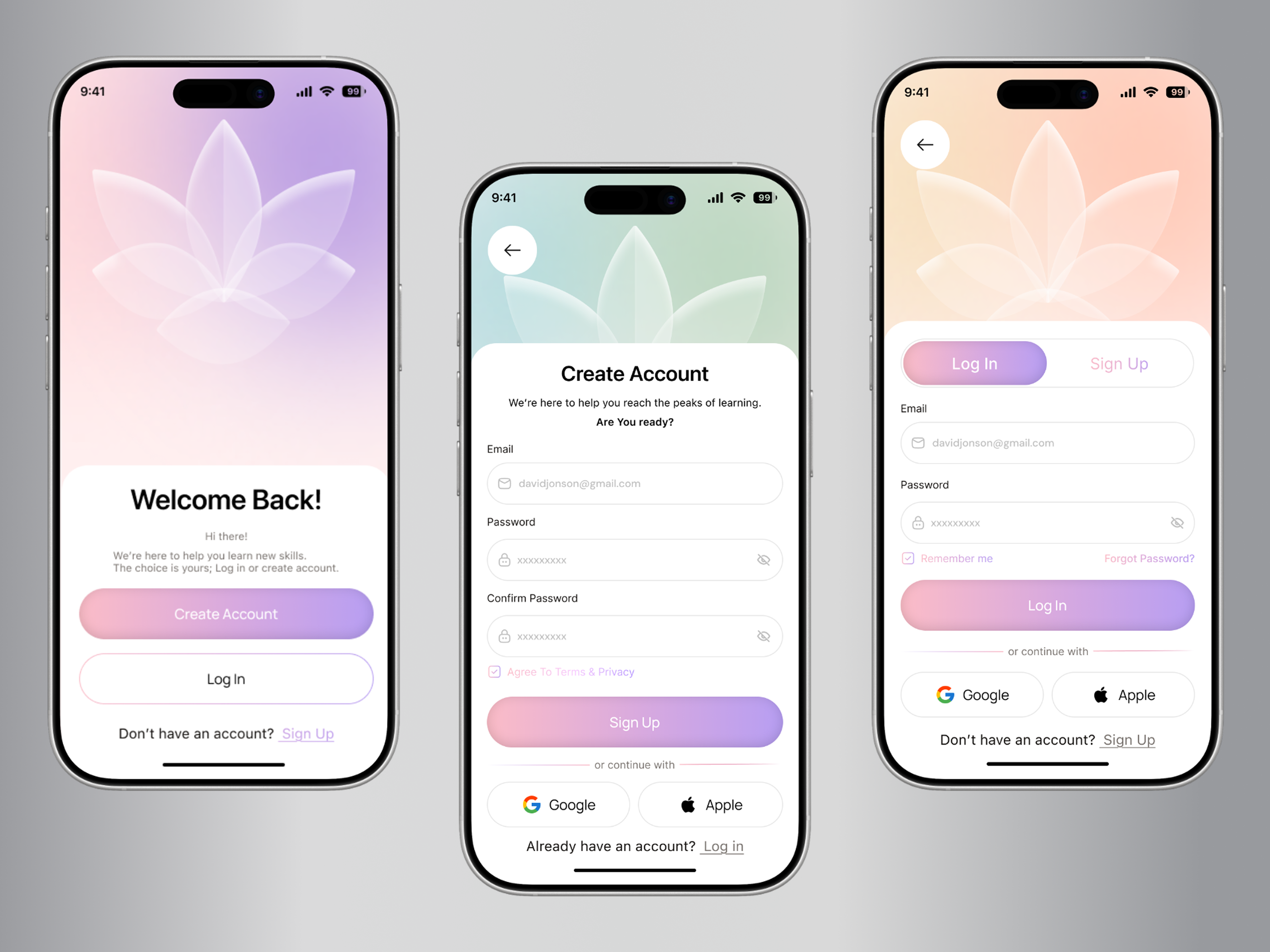 Clean & Simple Login/Register Mobile UI