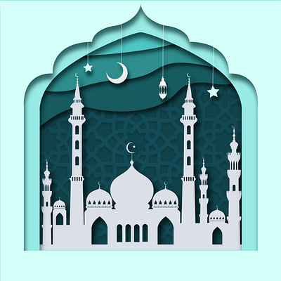 Bayram greeting card adobe illustrator adobe photoshop art branding designer graphic design greeting card illustration islam mosque mouslim paper cut postcard ramadan