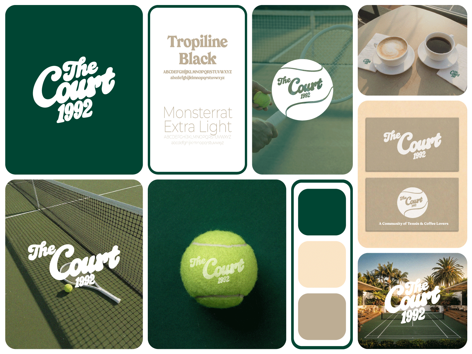 The Court 1992 — Tennis & Coffee Community - Visual Branding branddesign brandidentity branding coffee coffeebrand coffeelogo community concept creative design graphic design logo logodesign tennis visualbranding visualidentity