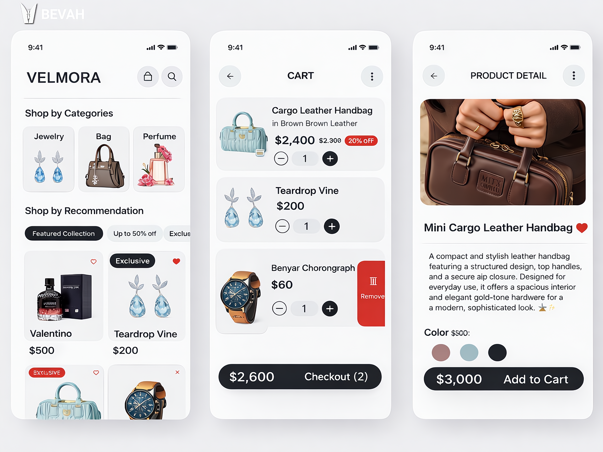 Example of Luxury Fashion E Commerce App UI
