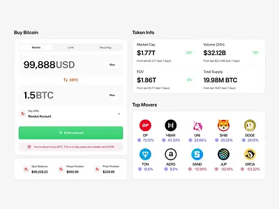 Crypto Trading Dashboard — Market Insights UI Animation animation bitcoin crypto cryptocurrency dashboard data visualization digital design fin tech graph interface mobile ui product design prototype stats trading ui ui design ui ux ux design web design