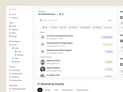 Client Report CRM Dashboard — Revenue & Deals UI Animation animation client report contact management crm dashboard data visualization deal tracker digital design graph product design prototype revenue tracker saas sales pipeline stats ui ui design ui ux ux design web design