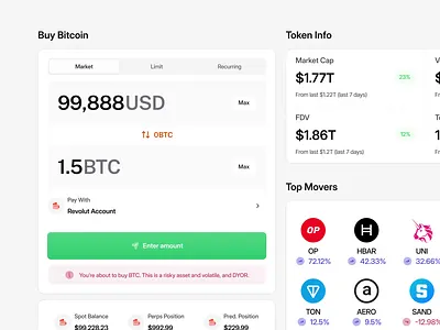 Crypto Swap Exchange Prototype Animation animation bitcoin crypto cryptocurrency dashboard data visualization digital design fin tech graph interface mobile ui product design prototype stats trading ui ui design ui ux ux design web design