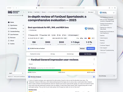 RG - Sportsbook Player Feedback UI betting clean design feedback gambling interface light news read research ground review sports sportsbook ui ux web website