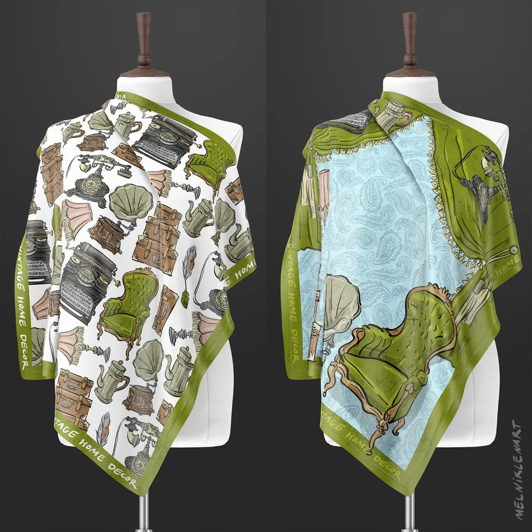 Illustrations for Silk Scarves by BURSA IPEQ commercialillustration design fashion fashionillustration illustration pattern patterndesign patternillustration print textile vintage vintageillustration vintagepattern vintageprint
