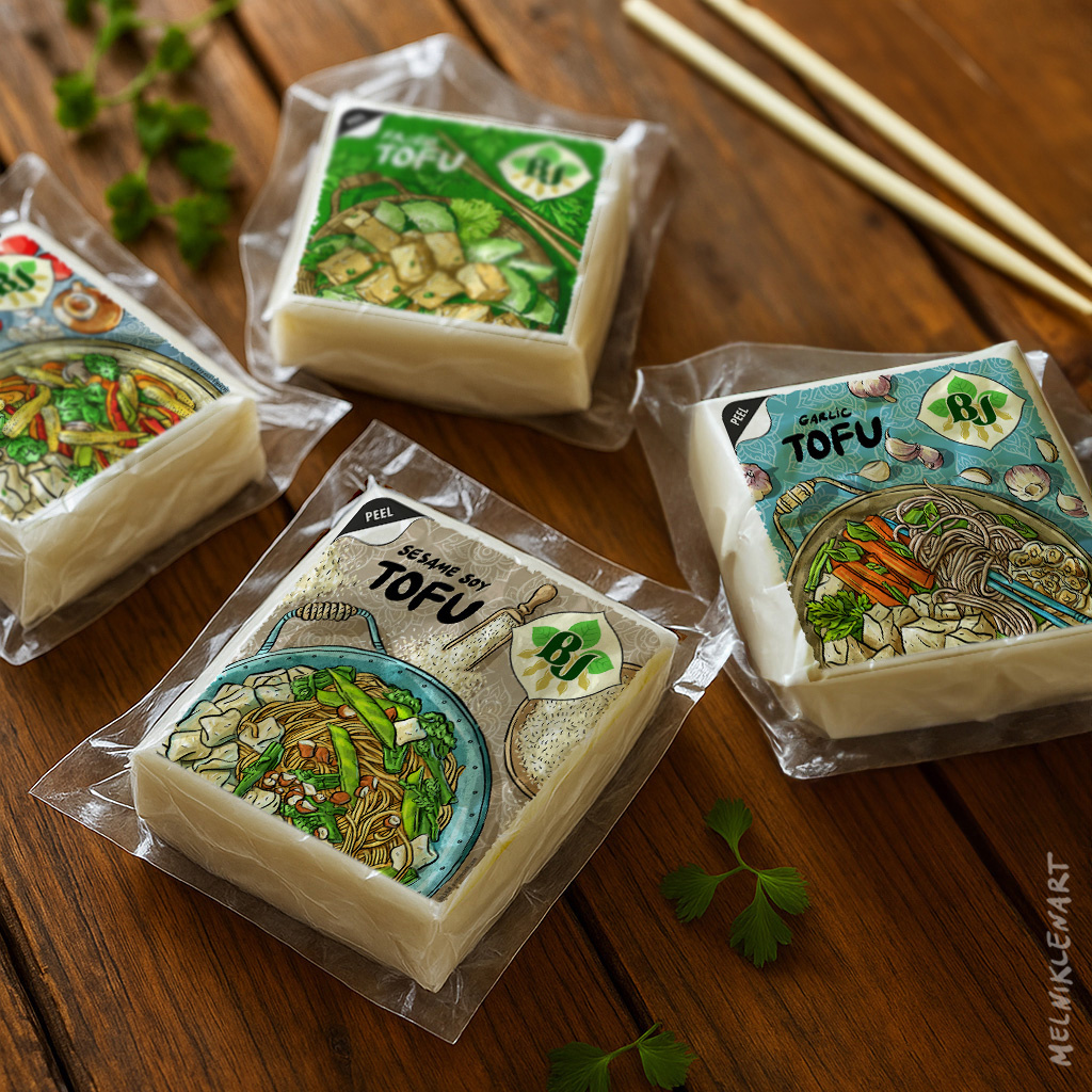 BJ Tofu brandillustration branding commercialillustration food foodillustration graphic design illustration package packagedesign packageillustration tofu