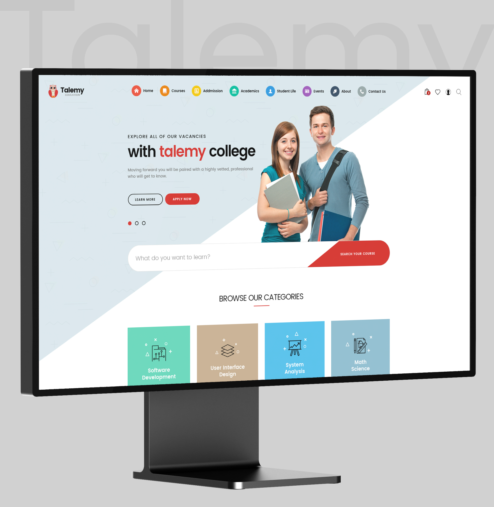 Talemy — Education & Courses Design Experience courses e learning education lms modern design school training ui university ux