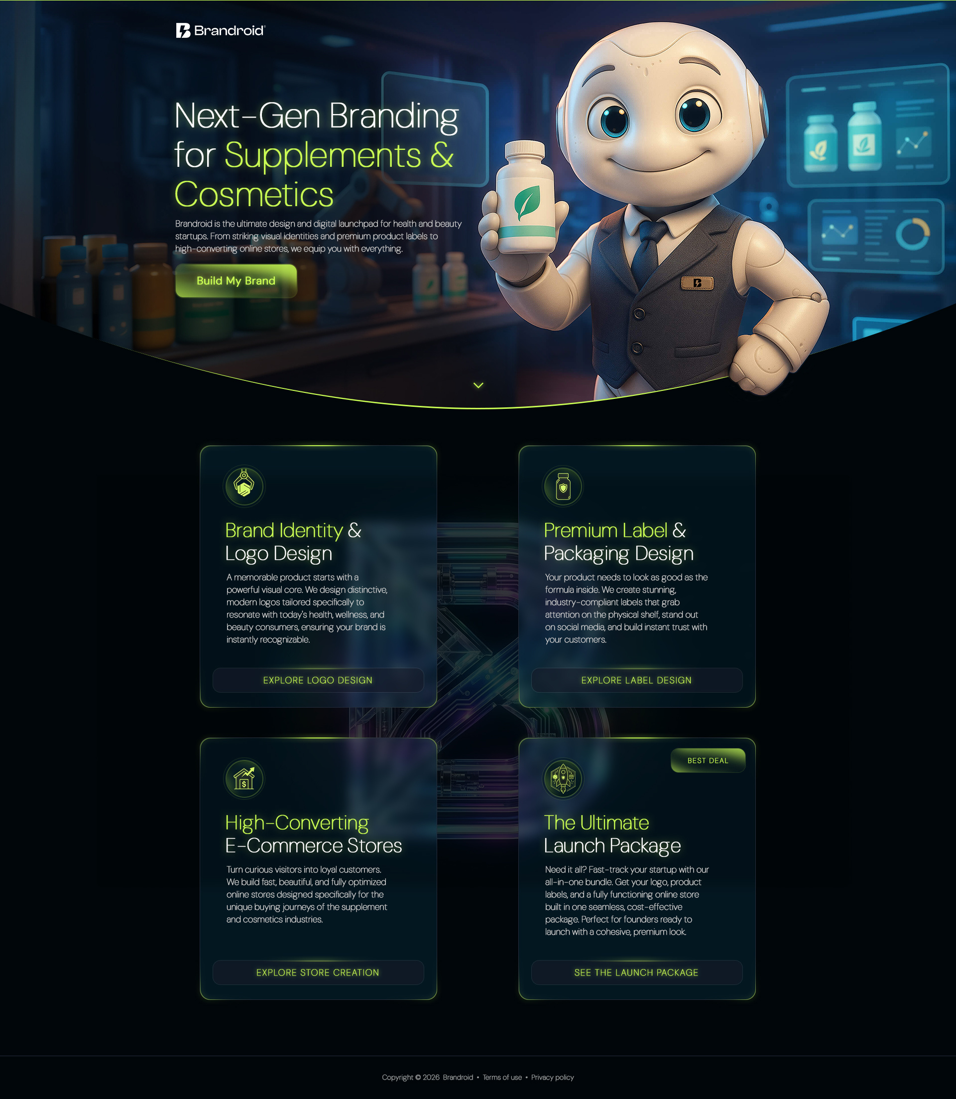 Health & Beauty Design Launchpad | Futuristic UI branding creative design graphic design landingpage mascot neon ui ux webdesign website