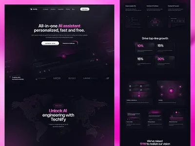 Techlify. Homepage Exploration ai ai assistant ai platform landing page saas saas product landing page saas template saas website web web design website