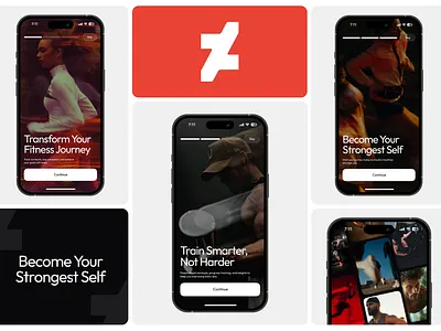 Onboarding & Branding for an AI Fitness App ai app branding figma fitness fitness ui health health ui logo fitness mobile onboarding onboarding app