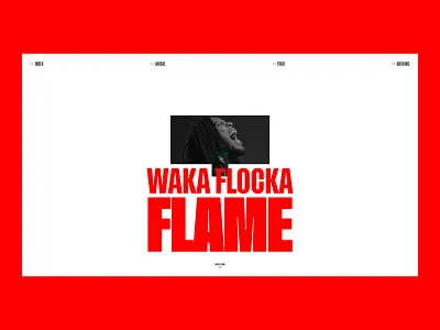 Hero Section - WAKA FLOCKA FLAME art directed branding design editorial design graphic design hero hero section hiphop illustration music music interface music website rapper singer tipography ui user interface waka flocka flame web design webpage