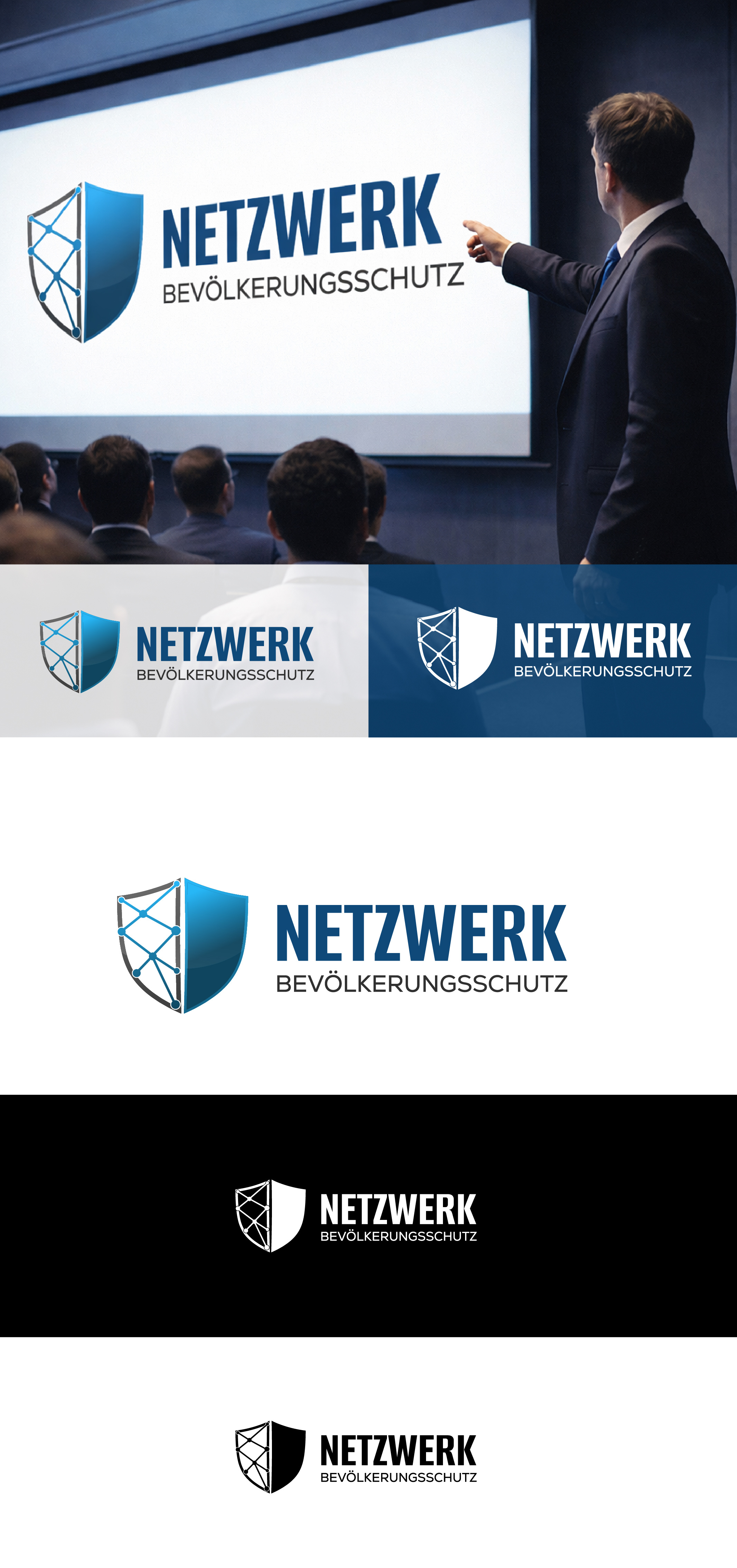 Shield + network security logo branding corporate logo monoreverse network print ready security shield tech vector