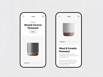 Home Decor Shop app basket decor design home items layout logo minimal mobile page product shop ui ux vase