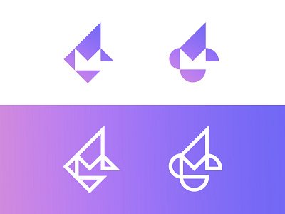 Letter M blue brand branding circle color design hand idea letter line logo m monogram purpple sharp triangles