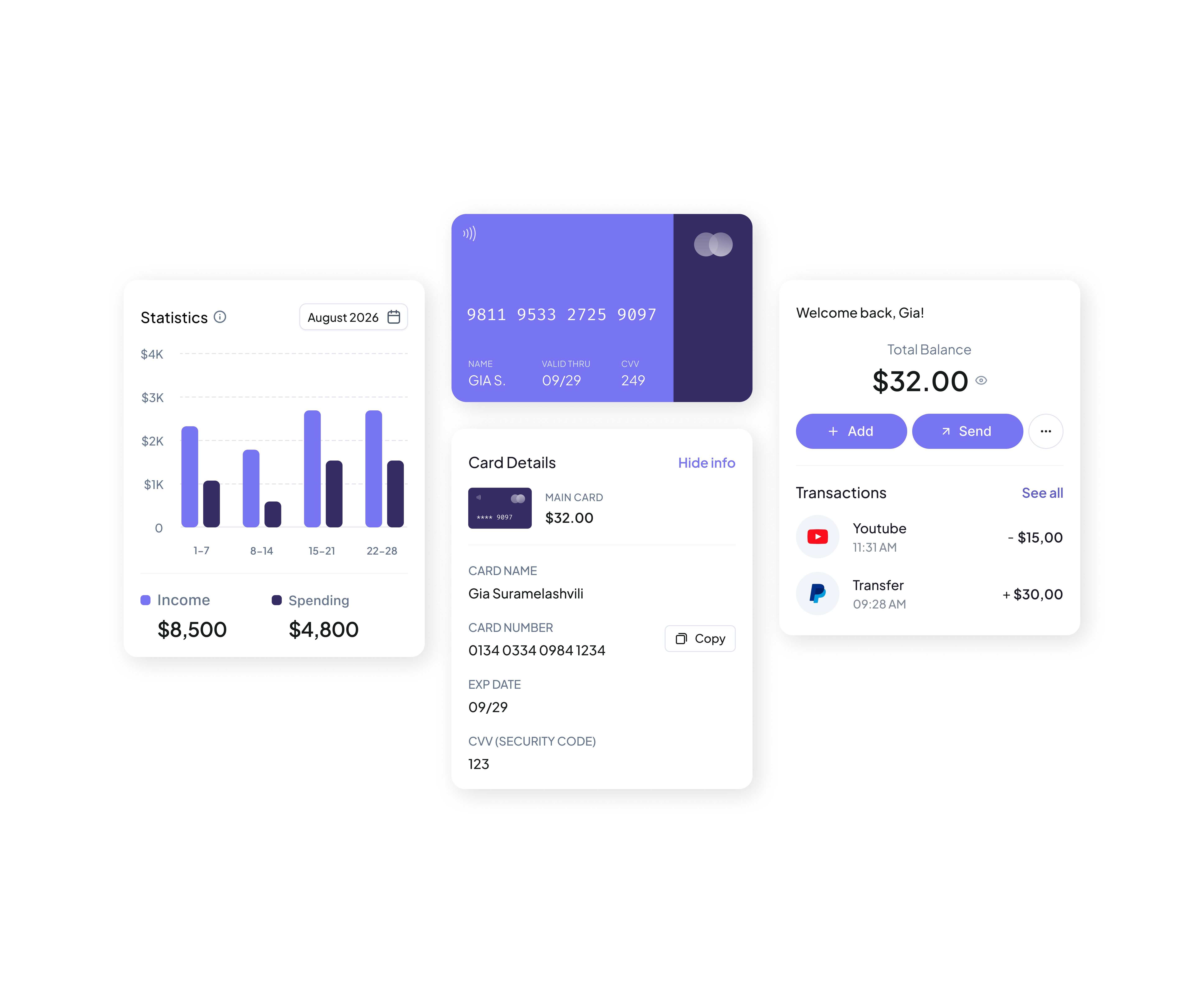 Finance Mobile App UI Component Library auto layout banking component library dashboard data visualization figma finance app mobile ui purple ui kit