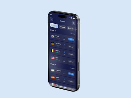 Football App – Teams & Group Standings UI