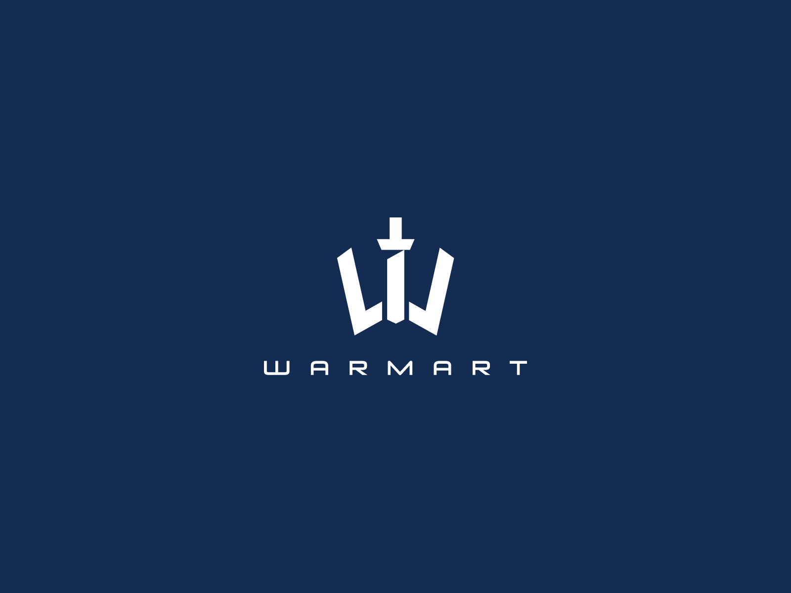 WARMART — Tactical Marketplace Identity armor blade brand identity branding defense ecommerce gear geometry identity logo marketplace military minimalist modern navy blue security startup sword tactical tech