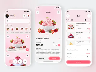 Ecommerce Mobile Ice Cream Delivery App ai app app interface clean ui design veli dribbble ecommerce app food app design food delivery app food ordering app ice cream app ice cream delivery ios app design minimal design mobile app design mobile ecommerce modern ui online shopping app sweet dessert ui ui ux design user experience