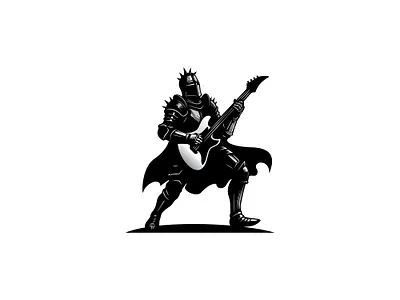 Metal Sound Or Iron Riff Logo branding design electric guitar graphic design heavy metal illustration knight logo media medieval metal modern punk vector