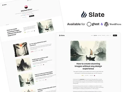 Slate Free theme for Ghost & WordPress blog blogger blogging clean ghost ghostcms magazine minimal news personal blog templates themes web webdesign website webtemplates wordpress wordpress theme