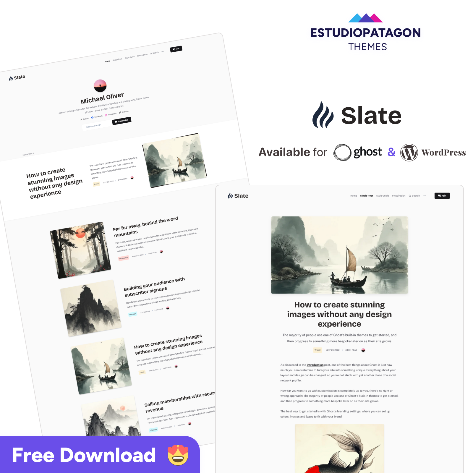 Slate Free theme for Ghost & WordPress