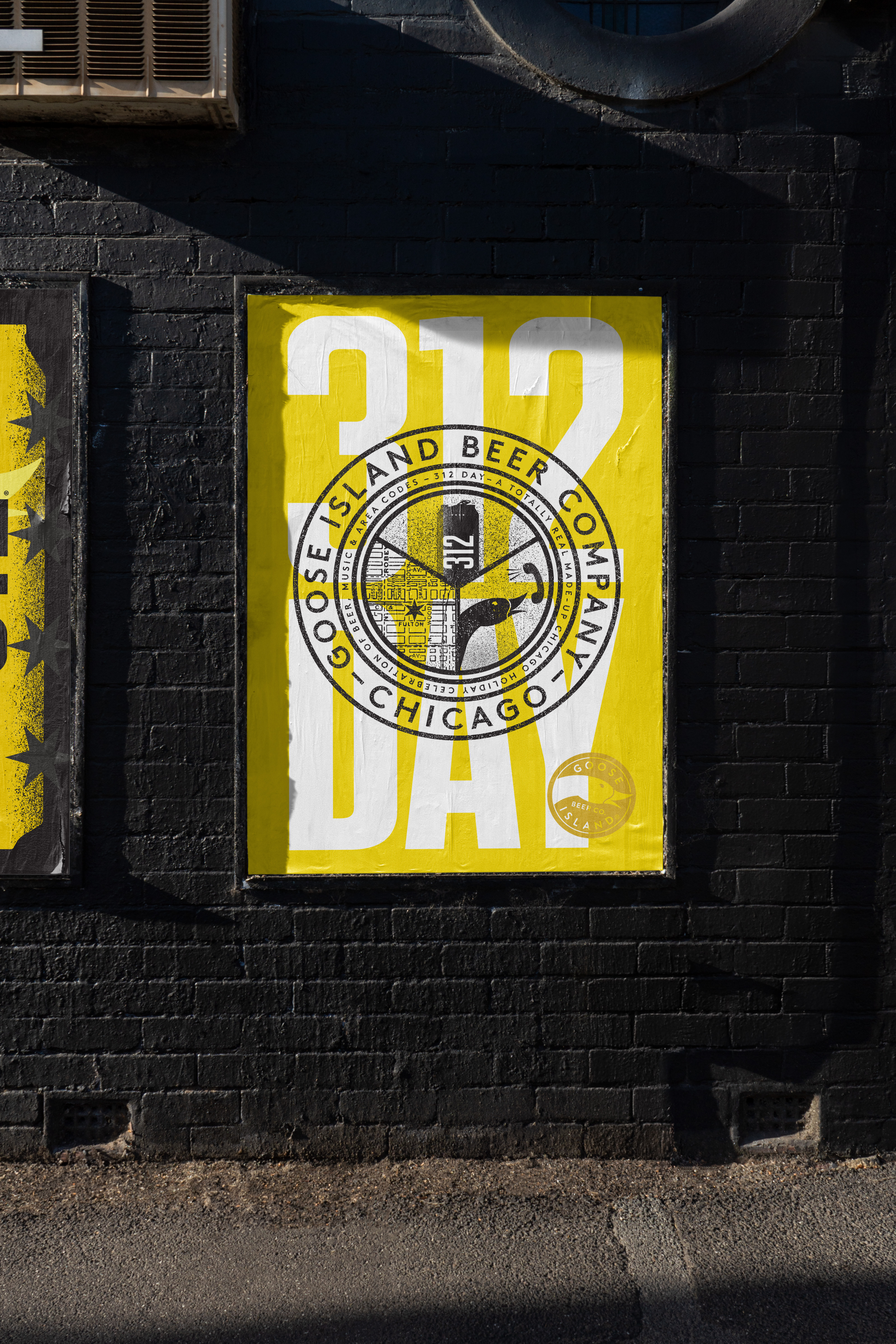 Goose Island 312 Day 312 ad badge beer beer poster billboard black and yellow branding brewery chicago craft beer goose goose island graphic design logo poster yellow