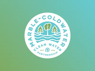 Marble-Coldwater Clean Water Partnership Brand Identity badge logo brand design brand identity branding branding design design emblem gradient graphic design icon icons illustration lake logo logo design logos michigan typography vector water