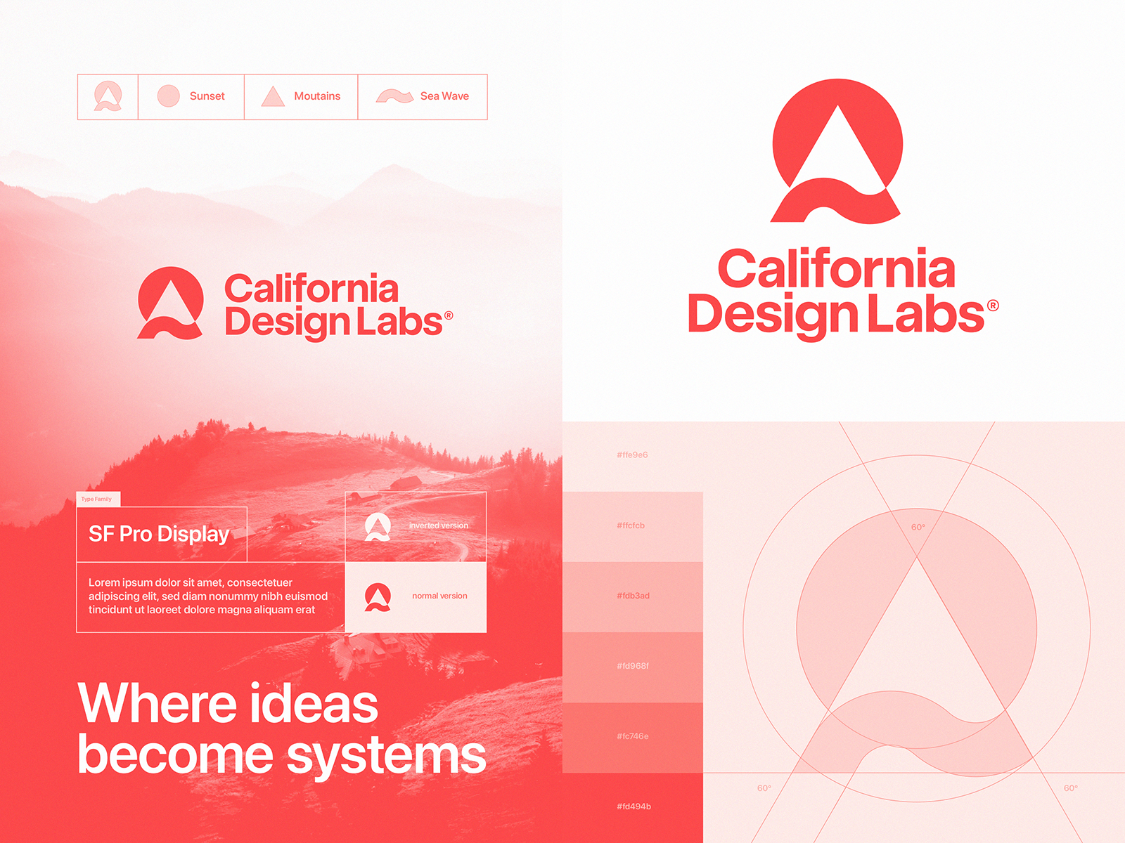 California Design Labs Visual Identity agency ai branding california gradient halftone identity lab lepisov logo marketing mountain nature sun tech typography wave