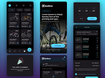 Kooloco - Bike rental app UI design app design branding graphic design ui