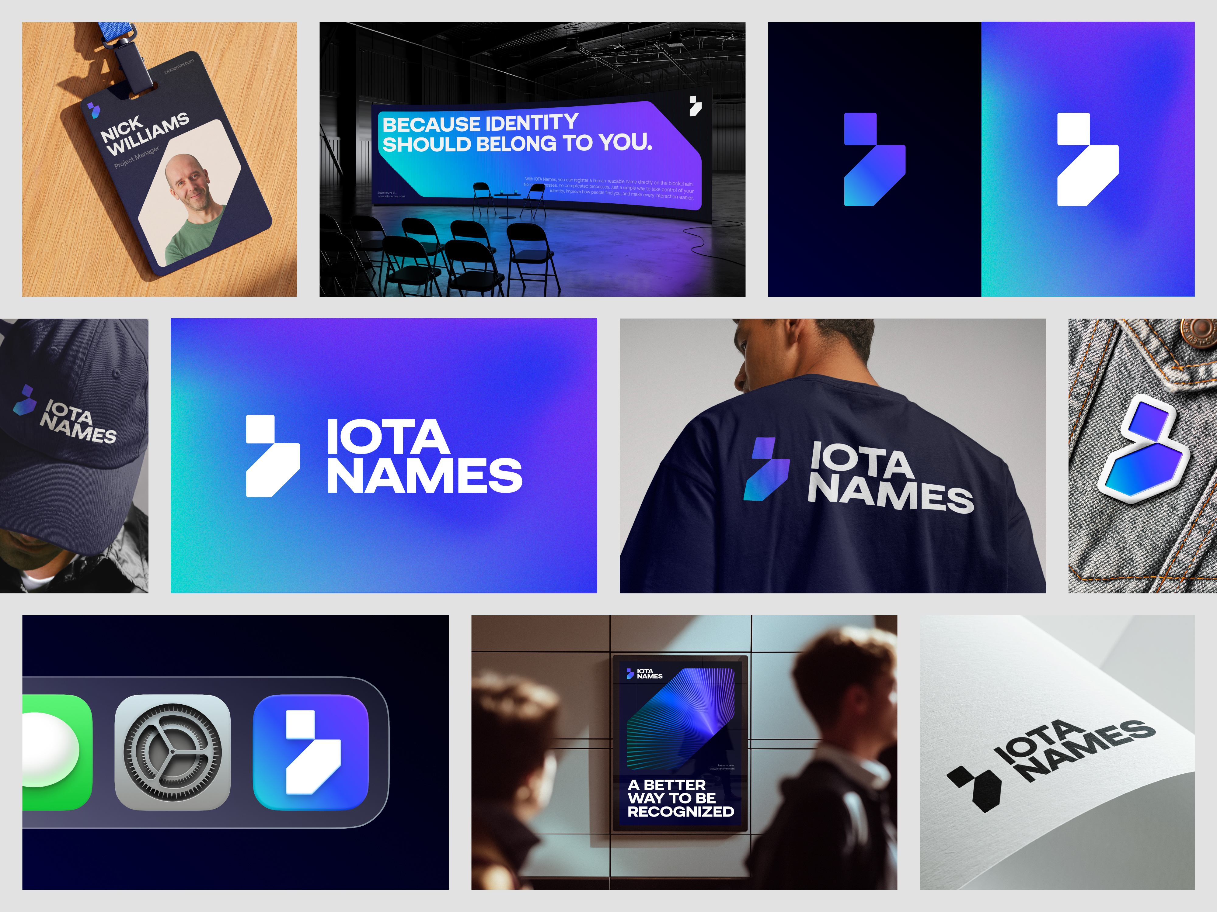 IOTA NAMES logo and visual identity blockchain branding design finance fintech i icon iota letter logo modern names on chain tag name visual identity web3