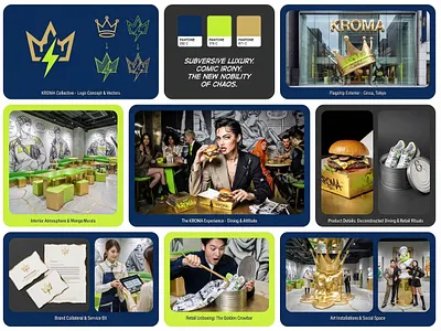 KROMA | Subversive Luxury & Comic Irony Collective brand identity branding bx chaotic design design fashion branding flagship store graphic design illustration ironic luxury kroma collective logo luxury branding manga murals packaging design retail design subversive design visual identity