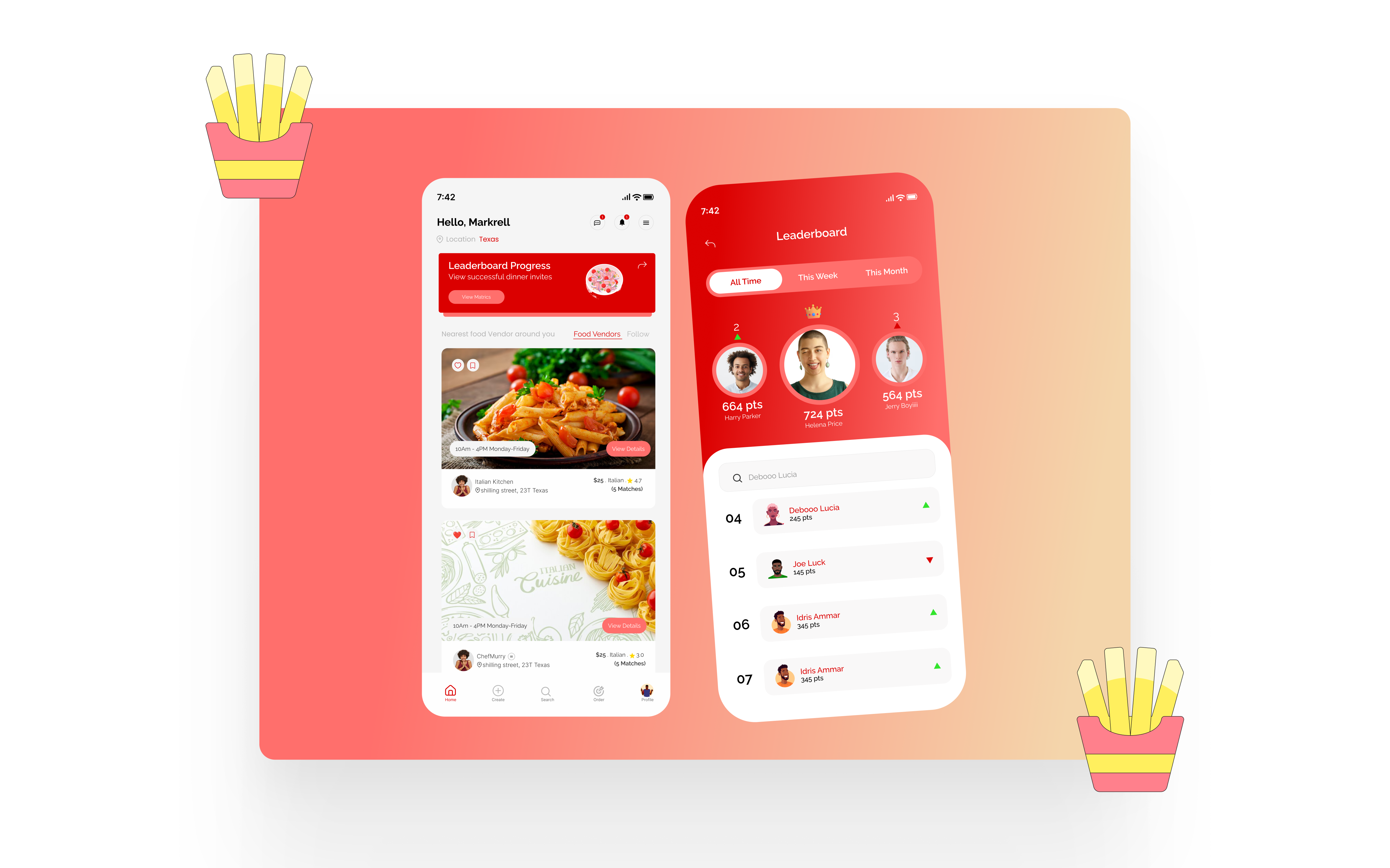Food Vendor mobile app screens design illustration nft ui uiux ux