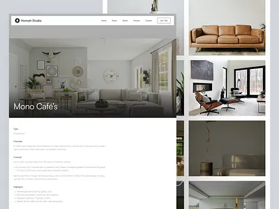 Homah Studio — Portfolio Detail Page branding clean design company profile design desktop interior interior design interior website landing page minimalist property property website studio website ui uidesign uiux ux uxdesign web design website