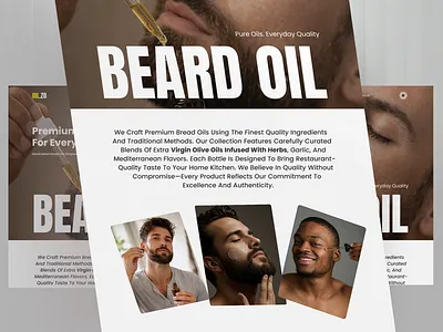 Redesign - Beard Oil Home page Design beard balm beard growth serum beard oil beard softener beard wash interface product service startup ui ux web