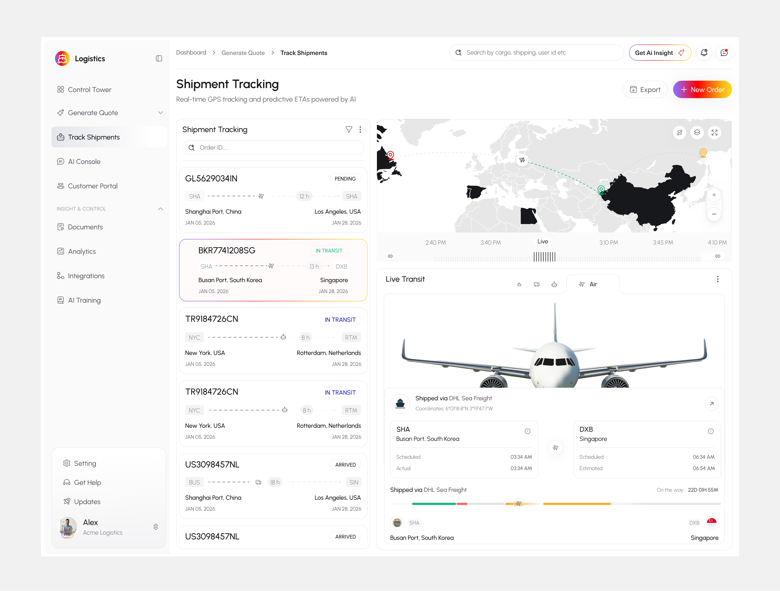 Shipment tracking - Logistics Management Dashboard ai freight automation platform dashboard interface product product design service shipments tracking software startup truck uiux webapp