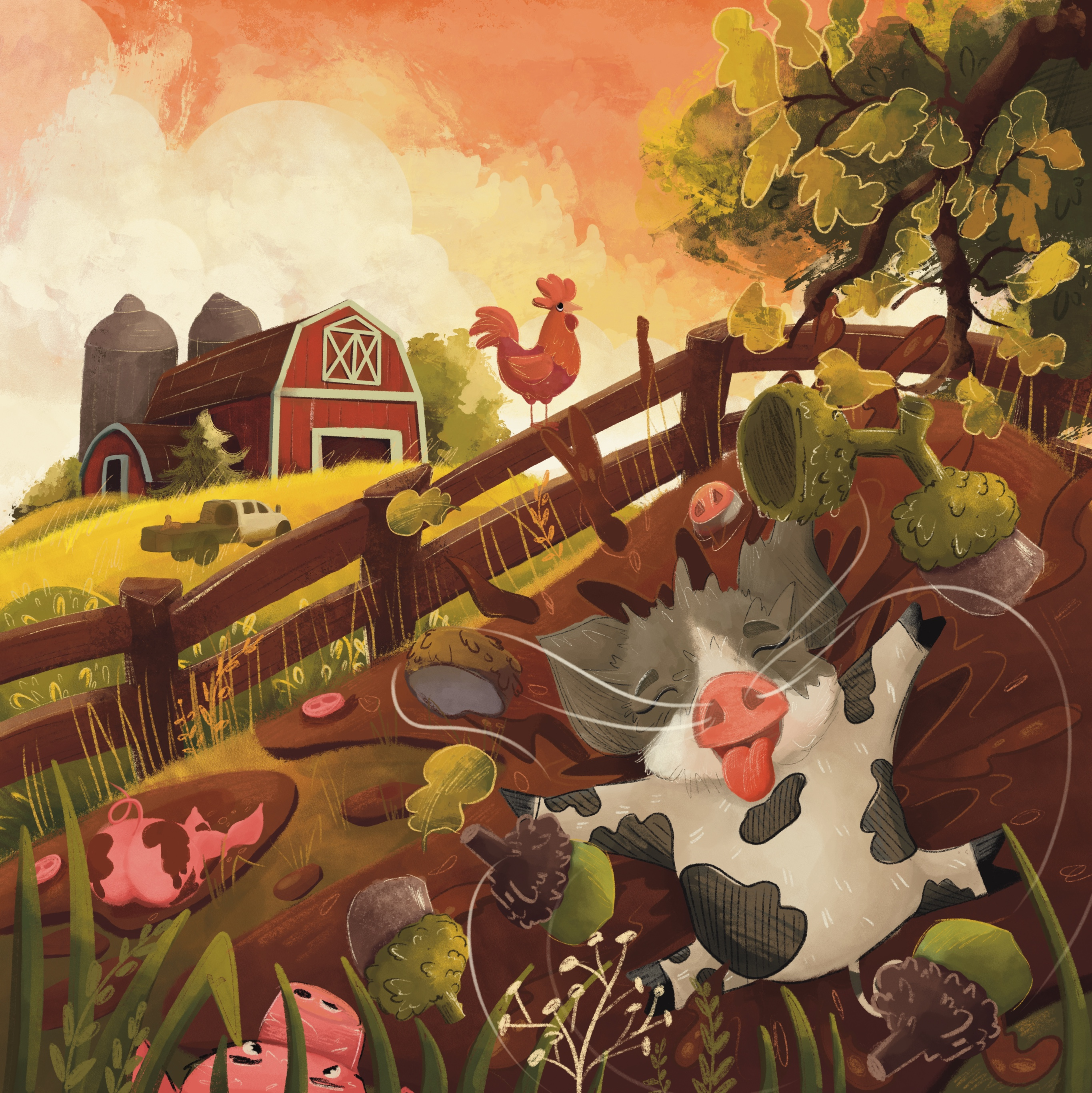 Example of Autumn Morning on the Farm