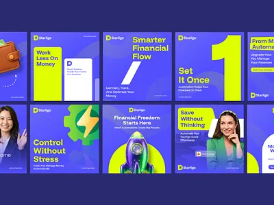 Starligo - Social Media and advertisement design ads application branding design finance graphic design illustration instagram interface layout logo social media ui user interface ux