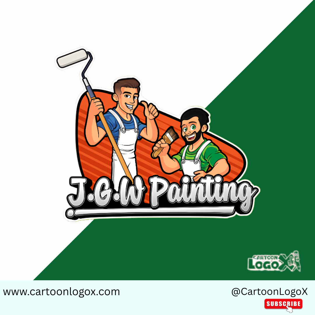 J.G.W Painting Logo Design | Cartoon Branding by CartoonLogoX branding branding identity branding identity design business branding services cartoon mascot logo creative branding custom logo design graphic design illustration logo design logo logo services mascot logo design modern logo design painter logo design painting business logo