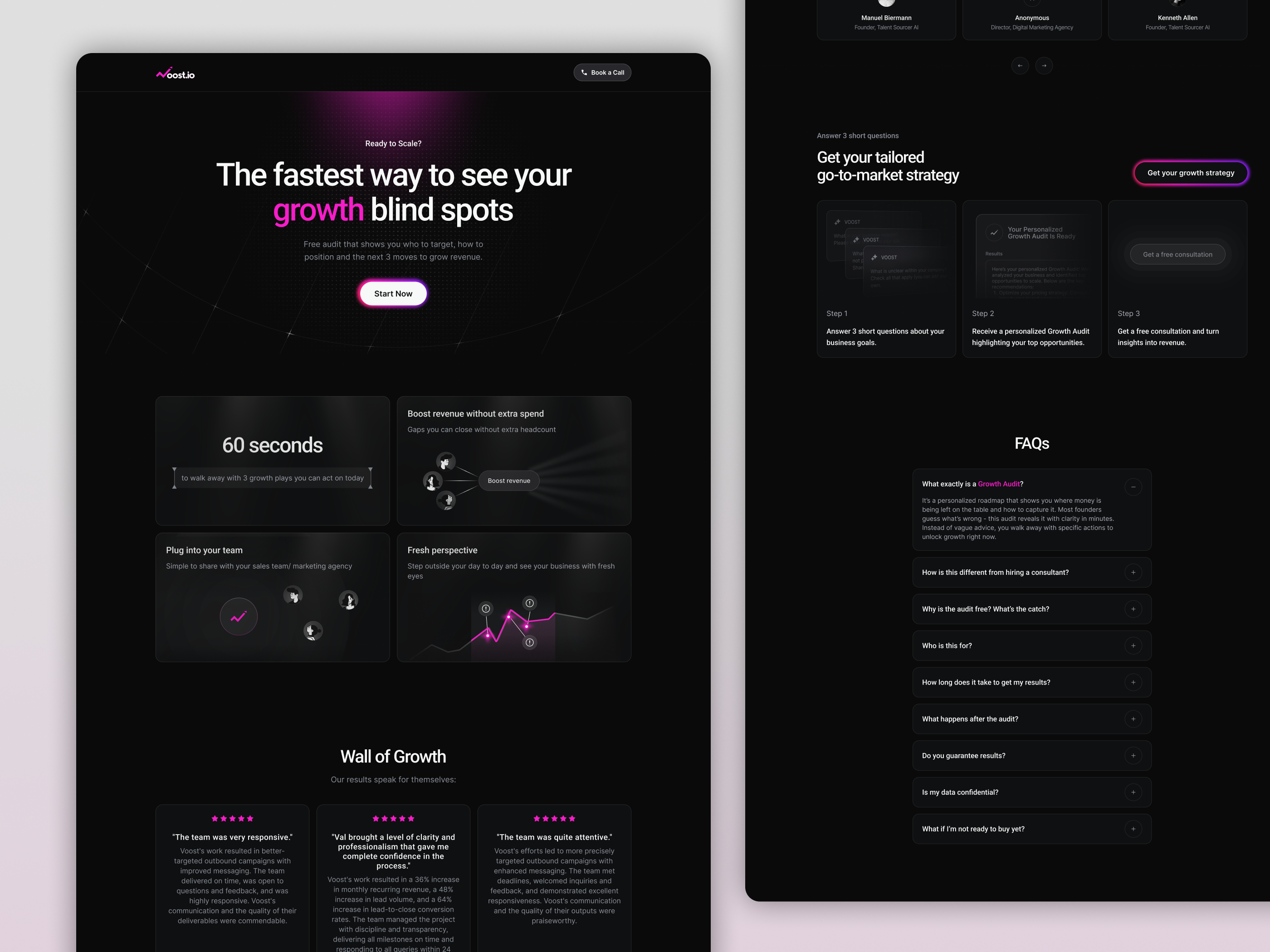 Growth Strategy Webpage Design for Voost.io