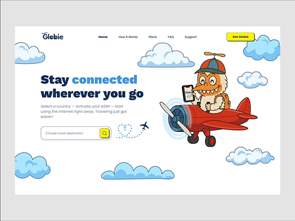 Travel eSIM Landing Page Concept with Custom Mascot ✈️📱