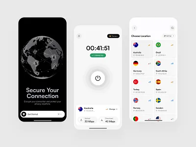 VPN Mobile App Design app app design best app design cybersecurity internet ios app ip mobile mobile app ui network security privacy proxy ui ux design vpn vpn app vpn concept vpn mobile app vpn server vpn service