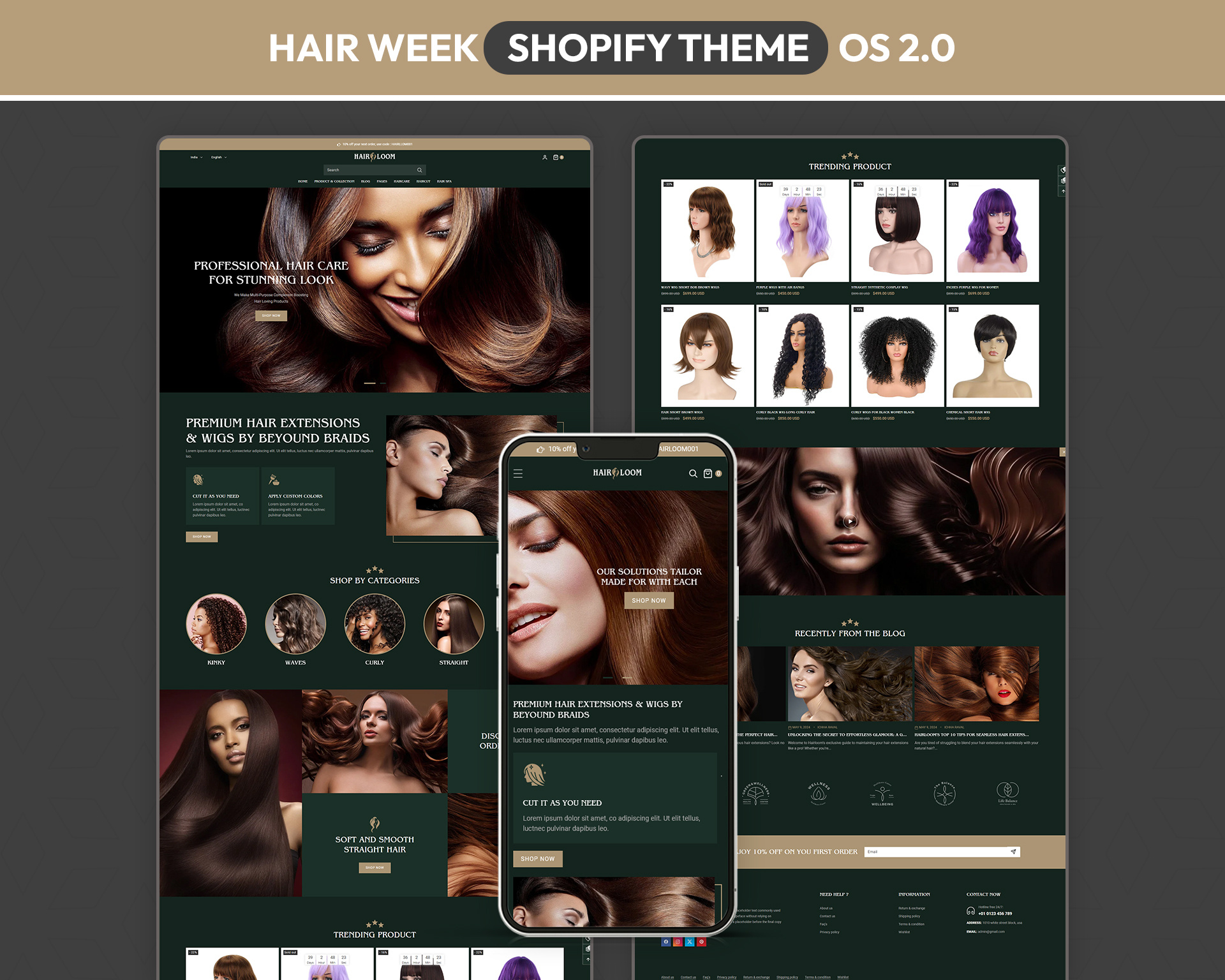 Hairloom – Luxury Hair Care & Premium Extensions UI beauty care ui branding case study creative direction dark mode ui. digital experience interaction design layout luxury ui mobile ui portfolio product grid responsive typography ui design user experience user interface ux design visual identity web design