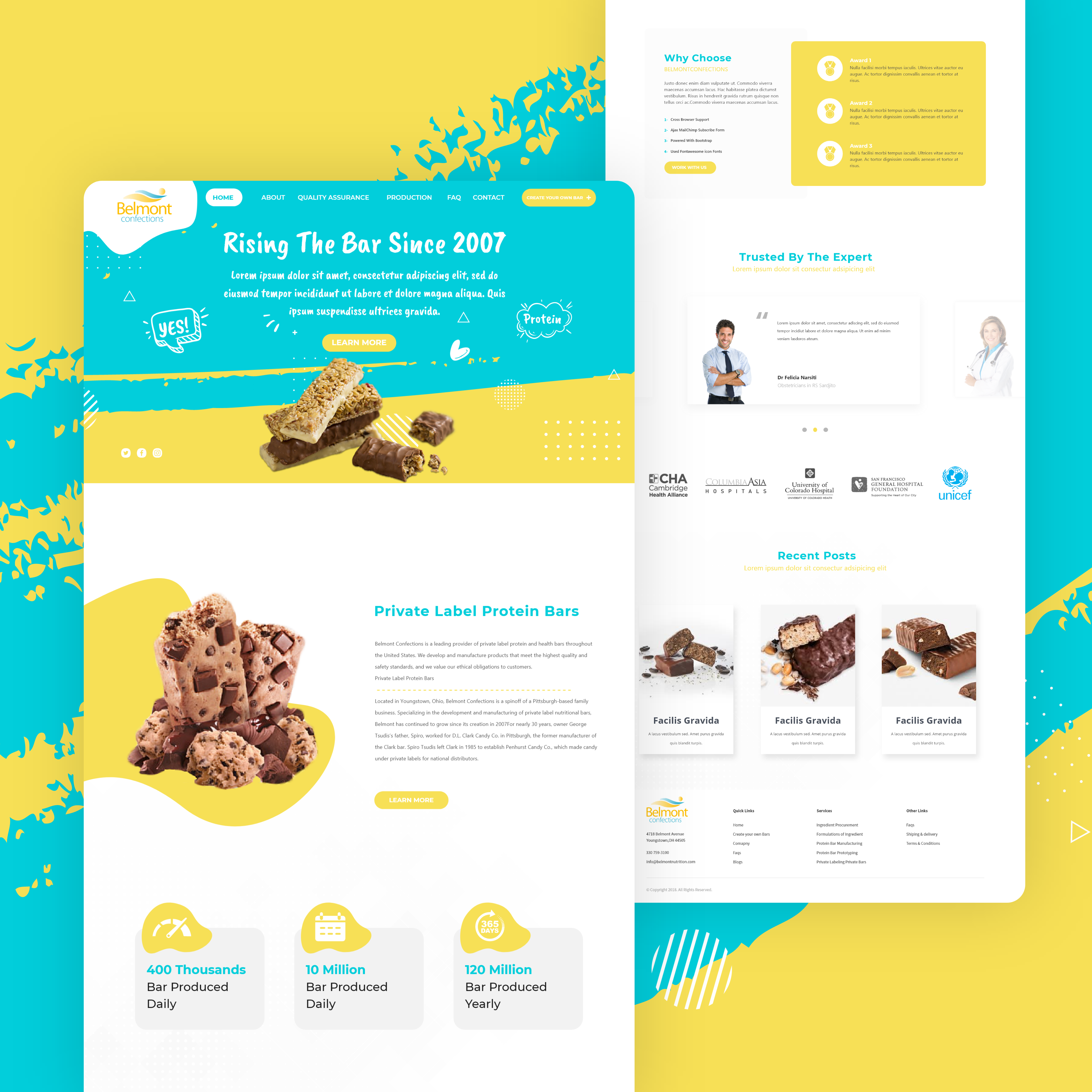 Protein Bar Manufacturer - Web UI / Landing Page clean ui colorful ecommerce figma food website landing page minimal landing page product page protein bar ui ui design uiux design user interface ux web design web landing page web uiux website design website landing page yellow